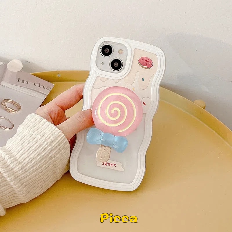 Ốp Điện Thoại Có Giá Đỡ Hình Kẹo Mút Hoạt Hình 3D Cho IPhone 14 + 7 8 6 6s + XR 11 14 12 13 Pro MAX XS MAX X SE 2020