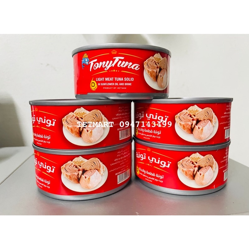 5 hộp Cá Ngừ Ngâm Dầu Tony Tuna Hộp 140g - Hàng Xuất Khẩu Trung Đông