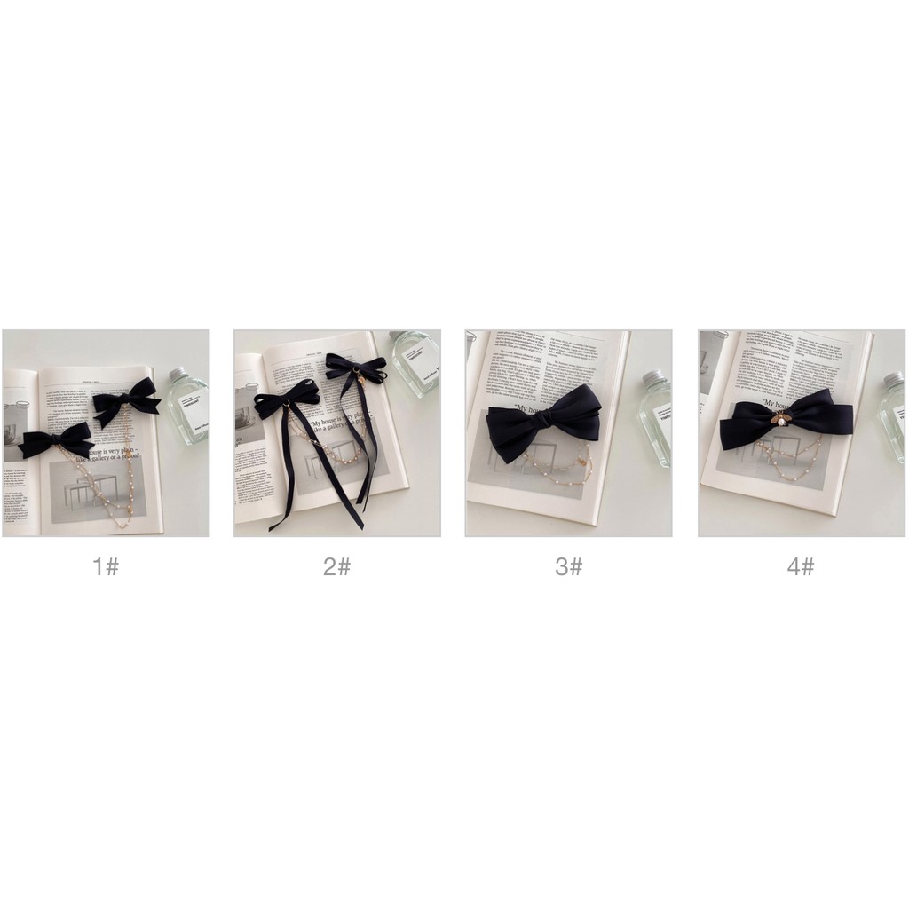 Kẹp tóc hình nơ đính ngọc trai nữ tính thời trang