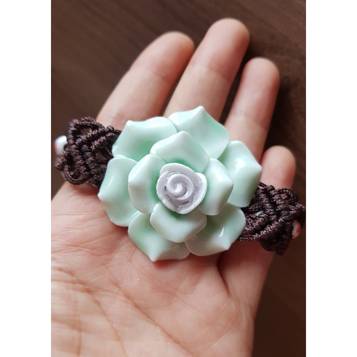 Vòng tay gốm thời trang Vintage hoa 3D VGOM37