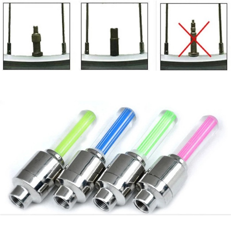 Set 2 Đèn Led Gắn Bánh Xe Đạp / Xe Máy / Xe Hơi Cảnh Báo An Toàn