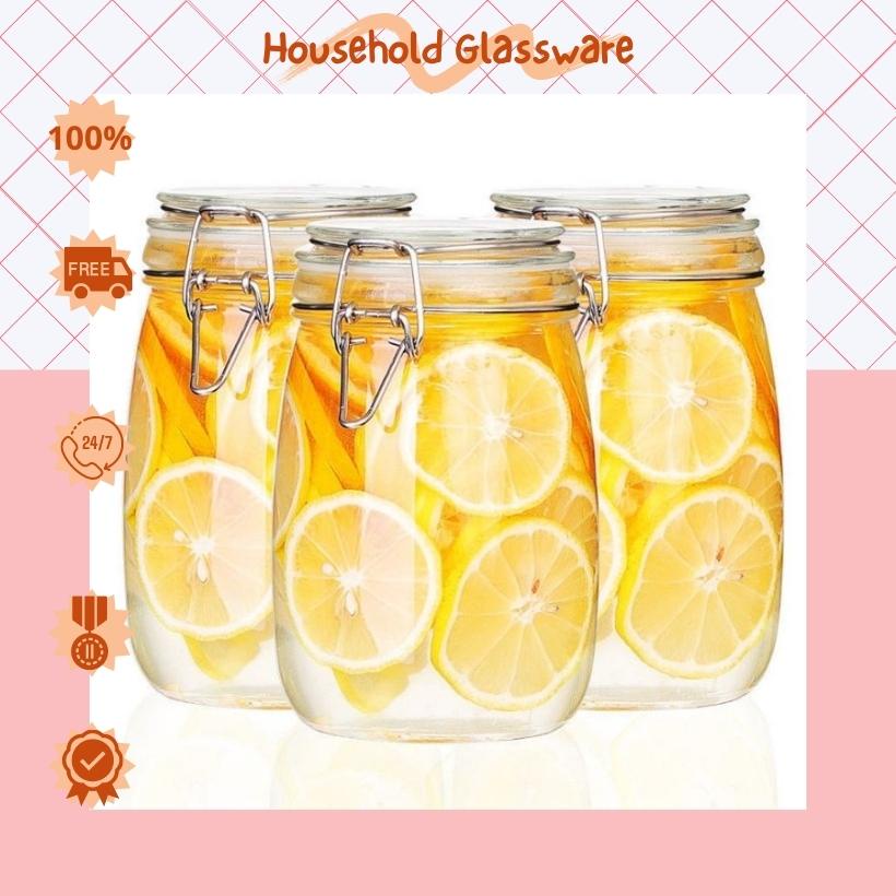 Lọ đựng thuỷ tinh nắp gài 🐜1500ml 🐜 đựng hạt ngâm hoa quả nắp kín quai inox dễ vệ sinh [ RẺ VÔ ĐỊCH ]