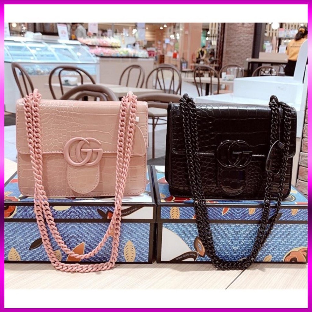 Túi đeo chéo nữ giá rẻ ⚜️ FREESHIP 50K⚜️ Túi xách nữ da vân dây xích đồng màu hàng quảng châu