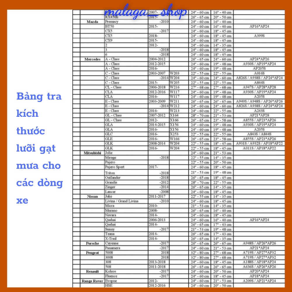 Lưỡi gạt mưa ô tô, đủ kích thước, phù hợp với nhiều dòng xe hơi LGM