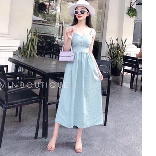 Váy Nữ ,Đầm Hai Dây Bọc Khuy Ngực Siêu Xinh