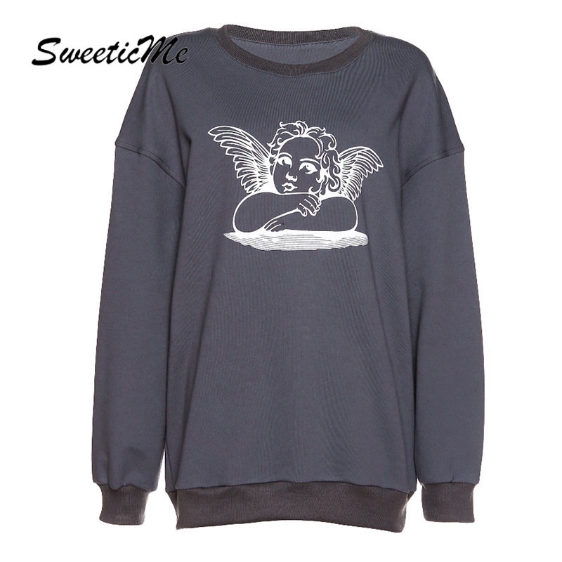 Áo Sweater Cổ Tròn Tay Dài Dáng Ôm In Họa Tiết Thời Trang   Cho Bạn Gái