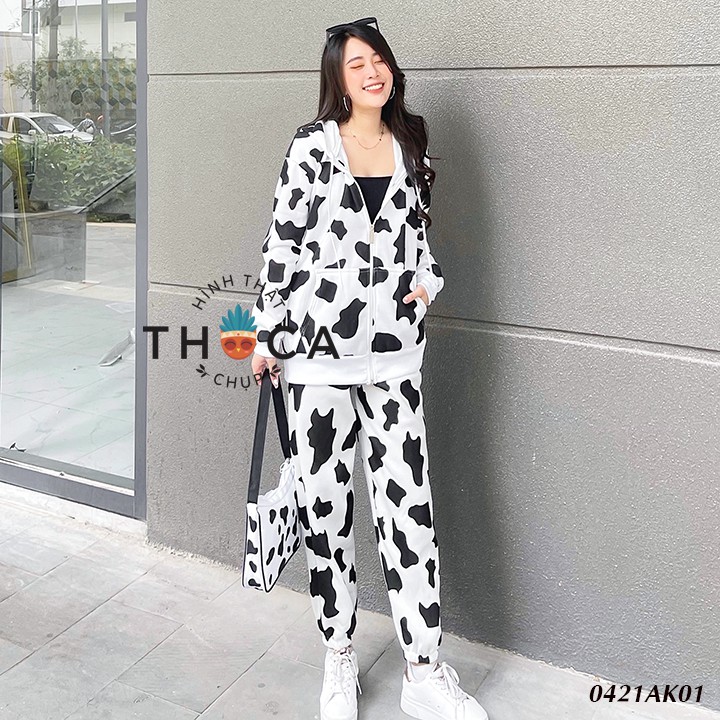 Áo khoác nỉ bò sữa có nón THOCA HOUSE hot trend cực xinh, hot tiktok, năng động trẻ trung | BigBuy360 - bigbuy360.vn