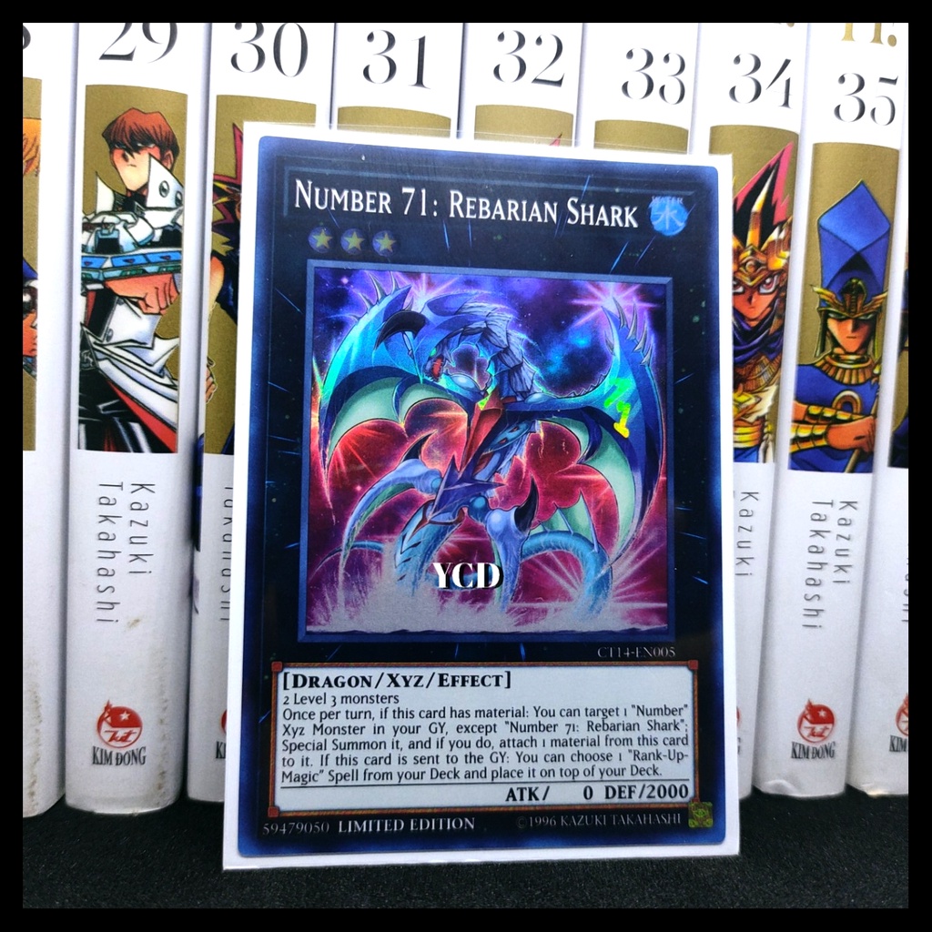 Thẻ bài Yugioh chính hãng Number 71: Rebarian Shark - Super Rare