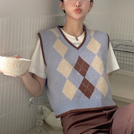 【ZHELIHANGFEI】Áo Dệt Kim Không Tay Đính Đá Xinh Xắn Theo Phong Cách Retro