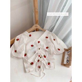 áo dâu/cherry rút eo