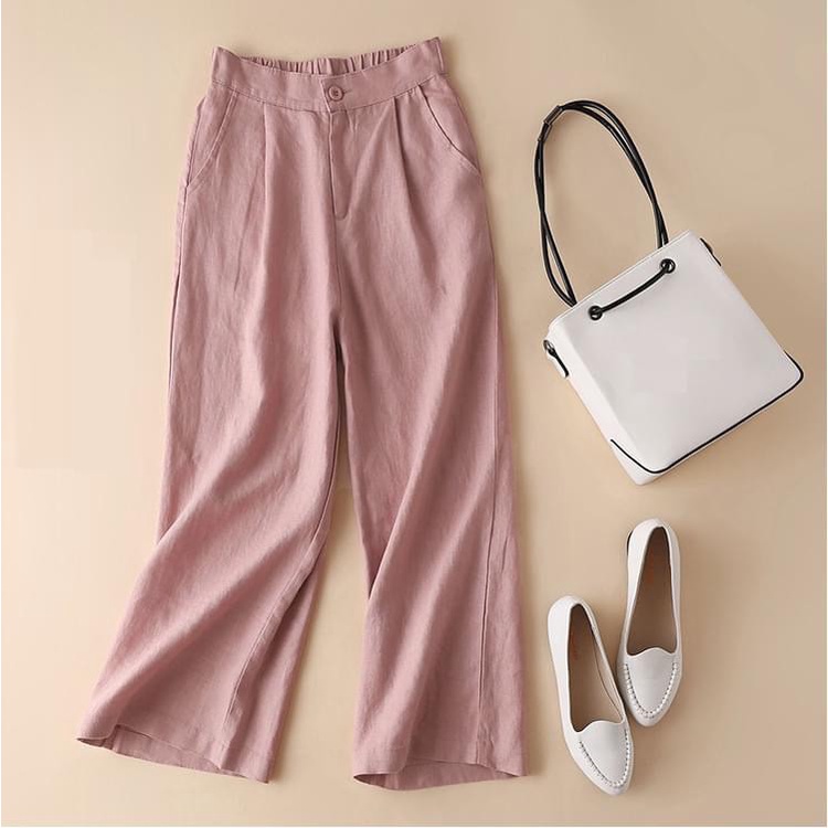 Quần đũi dài nữ ALILY dáng ống rộng cạp chun phía sau chất vải siêu mát 1 khuy QD36