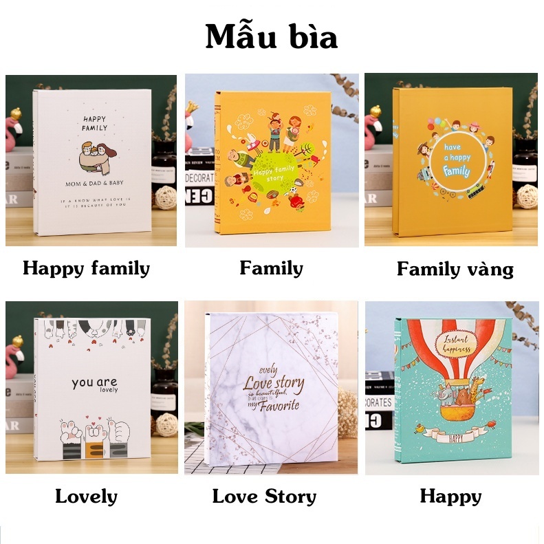 Album đựng ảnh 13x18 để 200 tấm có hộp bìa chống thấm nước giữ ảnh cho con, ảnh gia đình Kho album ảnh AnVy