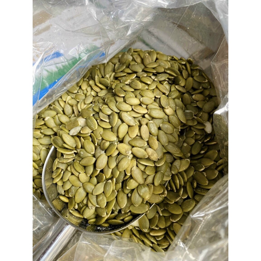 500gr Hạt bí xanh chắc mẩy sấy giòn nguyên vị(sấy chín). Hạt bí tách vỏ Nhập khẩu Ấn Độ