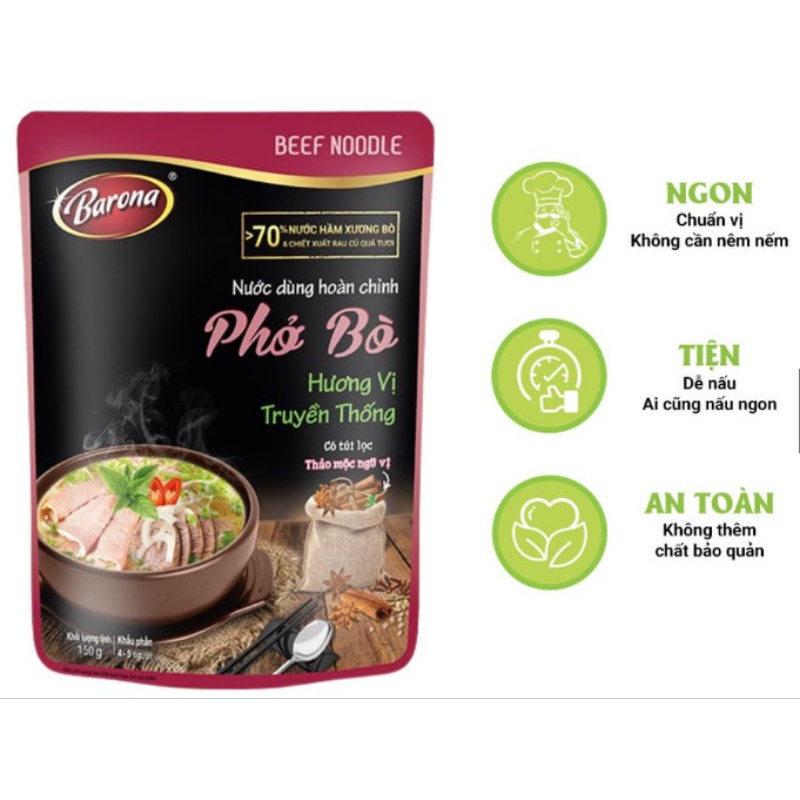 Nước dùng hoàn chỉnh Barona -Phở Bò 150g