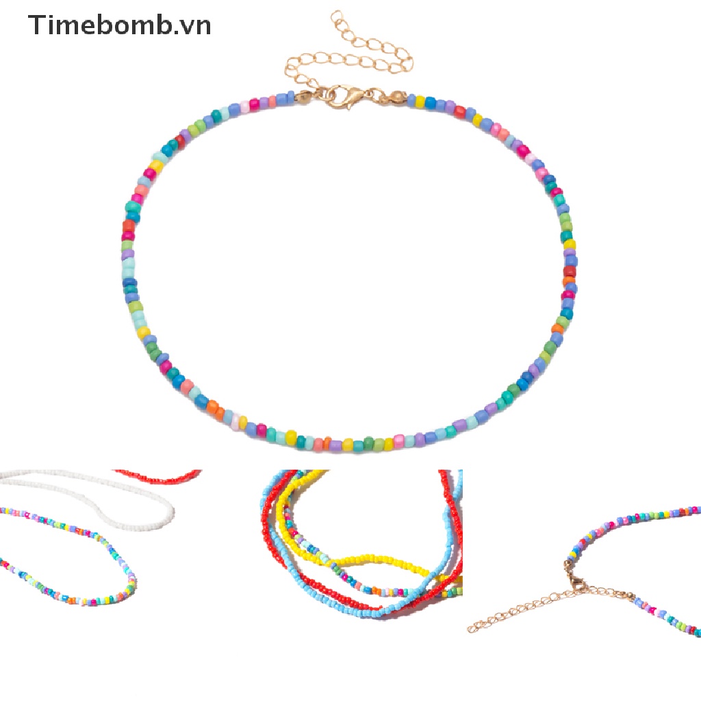 Vòng cổ Chuỗi Hạt Nhiều Màu Phong Cách Bohemia Thời Trang Cho Nữ