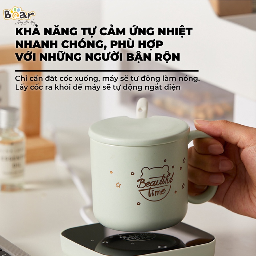 Đế hâm nóng đồ uống kèm cốc Bear hâm trà, hâm sữa, hâm café, chất liệu gốm an toàn cho sức khỏe – Hàng chính hãng BH 18T