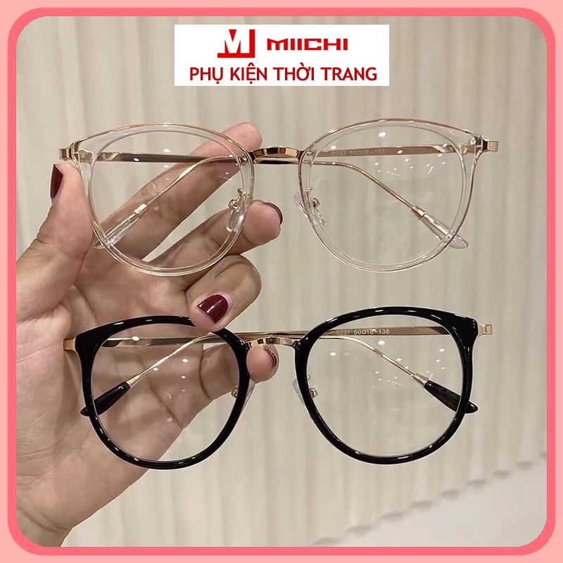 Kính giả cận nữ thời trang Hàn Quốc mắt kính mát nữ bảo vệ mắt chống ánh sáng xanh thay được tròng cận 014
