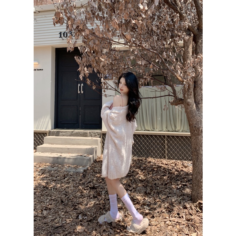 Áo Khoác Len cardigan Tay Dài Dáng Rộng Mềm Mại Hai Lớp Phong Cách Hàn Quốc Thời Trang Cho Nữ