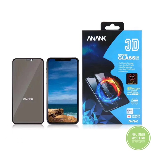 [HÀNG XUẤT NHẬT] - IPHONE 12 PRO MAX MINI 11 PRO MAX PRO 11 XS MAX XR X KÍNH CƯỜNG LỰC CHỐNG NHÌN TRỘM FULL MÀN 3D ANANK