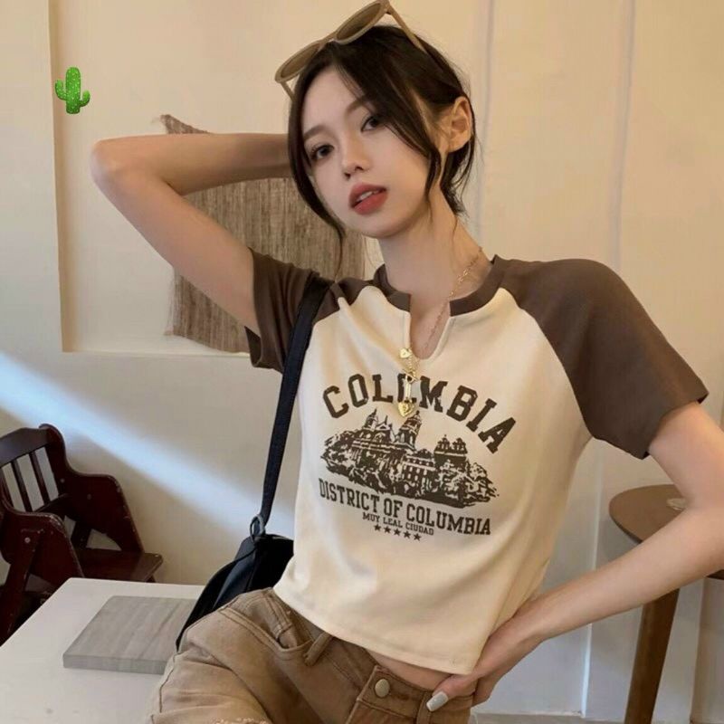 Áo thun croptop nữ raplang 1991x shop tay ngắn columbia