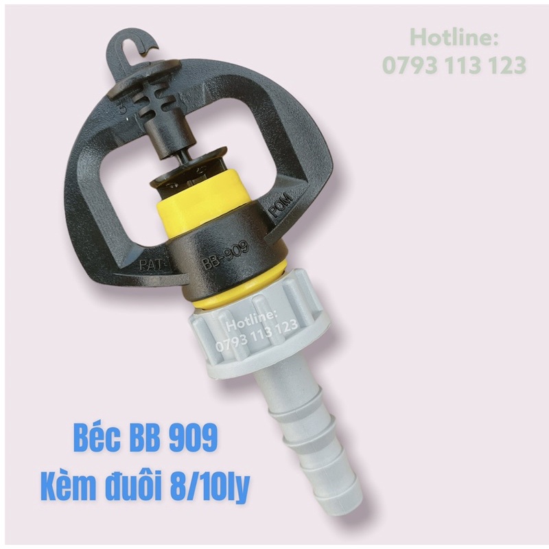 Béc tưới nhỏ phun 360 độ BB 909 ren ngoài 17 ly, sử dụng trong hệ thống tưới tiêu, hoa màu, cây ăn trái