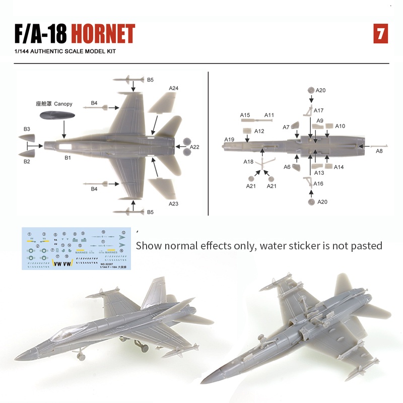 Mô Hình Máy Bay Chiến Đấu USA F15C Eagle F16XL FA18 Hornet F20 Bằng Nhựa Tỉ Lệ 1/144