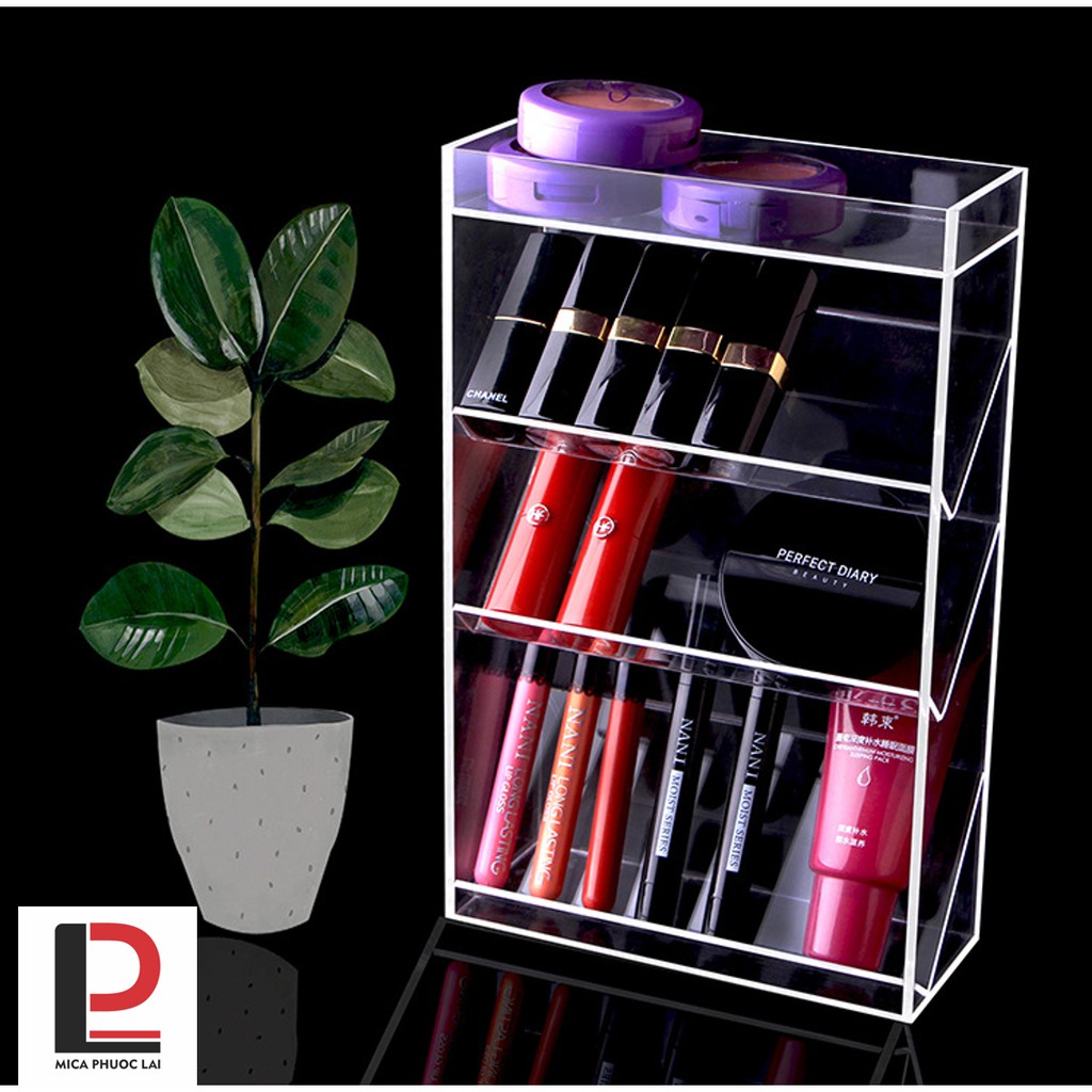 Kệ mica/acrylic trưng bày mỹ phẩm trong suốt