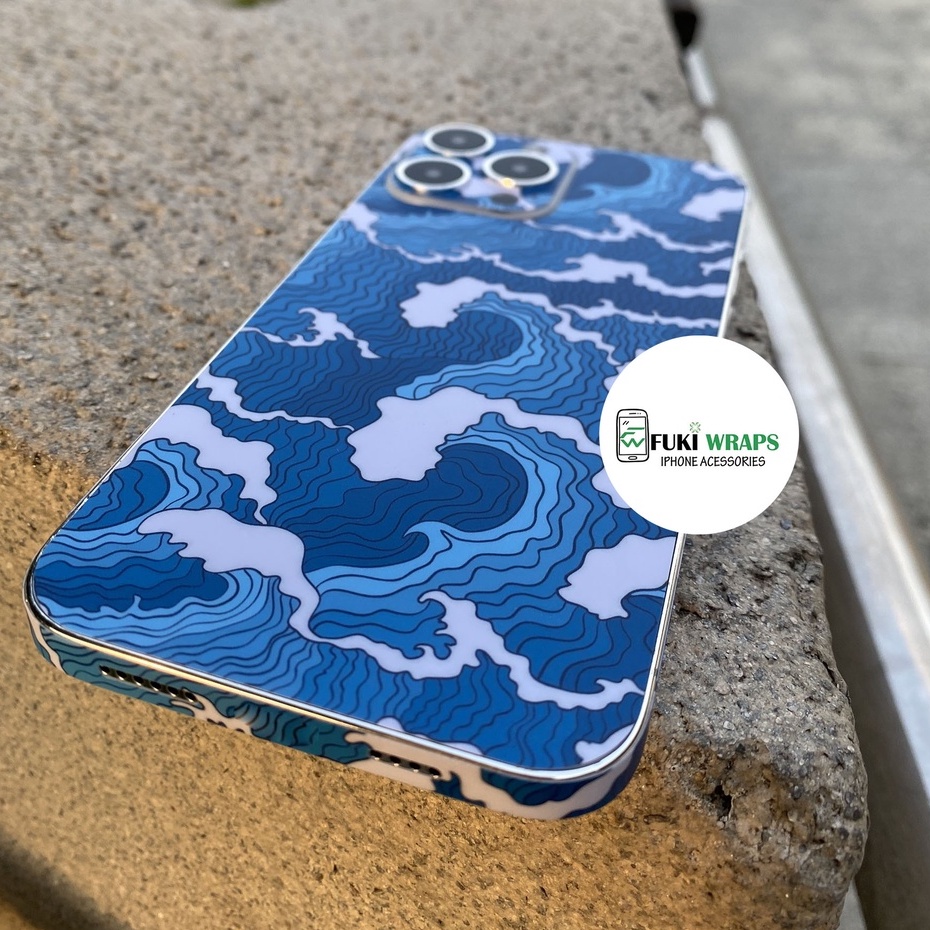 Tấm dán Skin Sóng Xanh FULL VIỀN Dành Cho13prm , 12prm , 11prm , x, xs, xr , xsm , ip11 , ip12 , ip13 - FukiShop