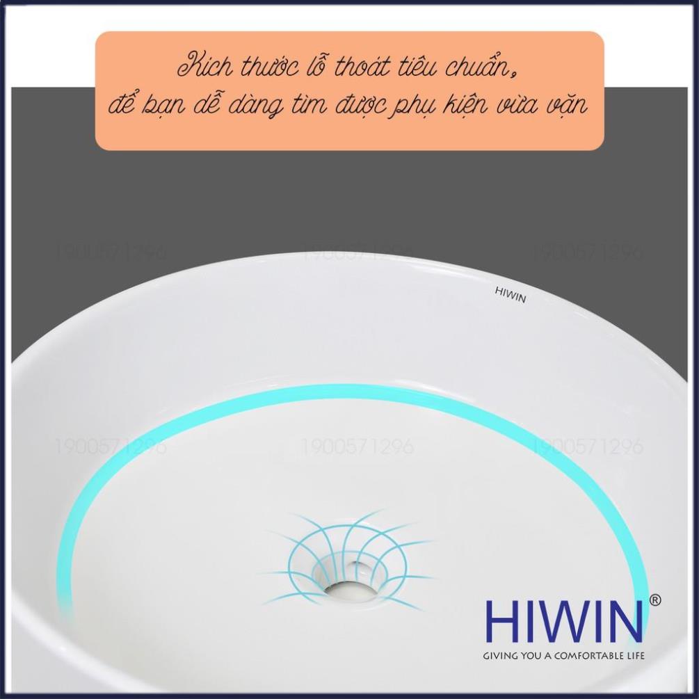 Chậu rửa mặt lavabo sứ cao cấp dương bàn màu trắng dáng trụ tròn HIWIN LP-8017