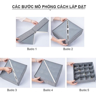 Combo 3 hộp vải đựng bảo quản đồ lót, khay đựng quần áo tất vớ bằng vải không dệt tiết kiệm 6, 7, 24 ngăn 88287