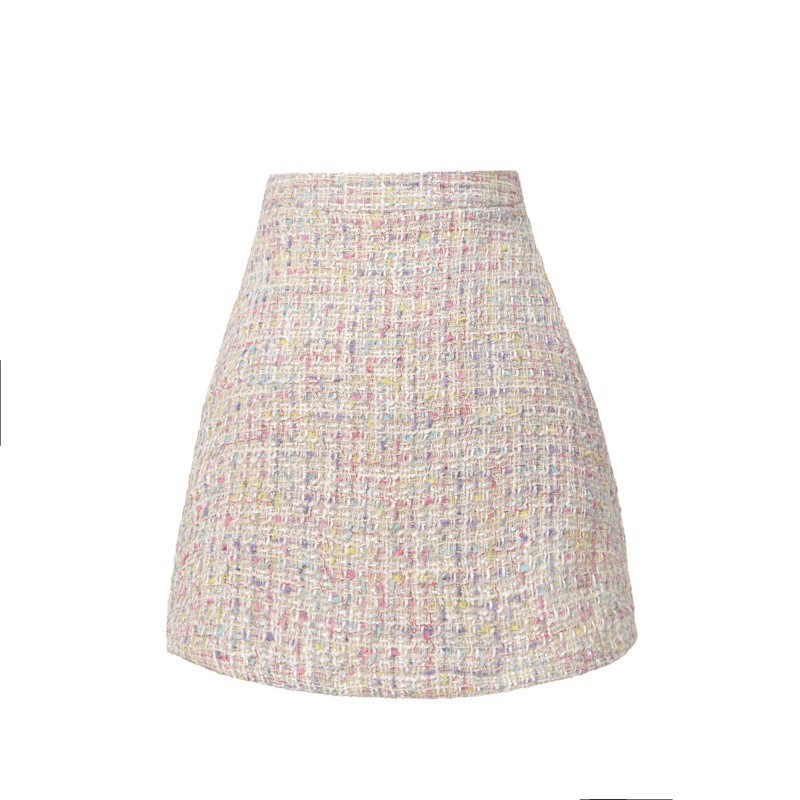 Váy chữ A vải tweed (Trắng - Xanh) | BigBuy360 - bigbuy360.vn