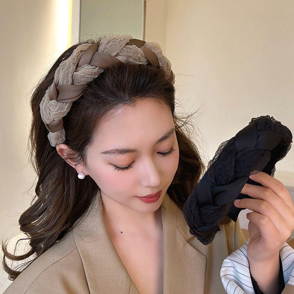 NICKOLAS Băng Đô Cài Tóc Bản Rộng Bằng Vải Organza Thanh Lịch Ngọt Ngào Cho Nữ