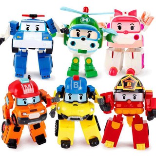 Hộp 6 con Robocar poli biến hình thành robot và oto