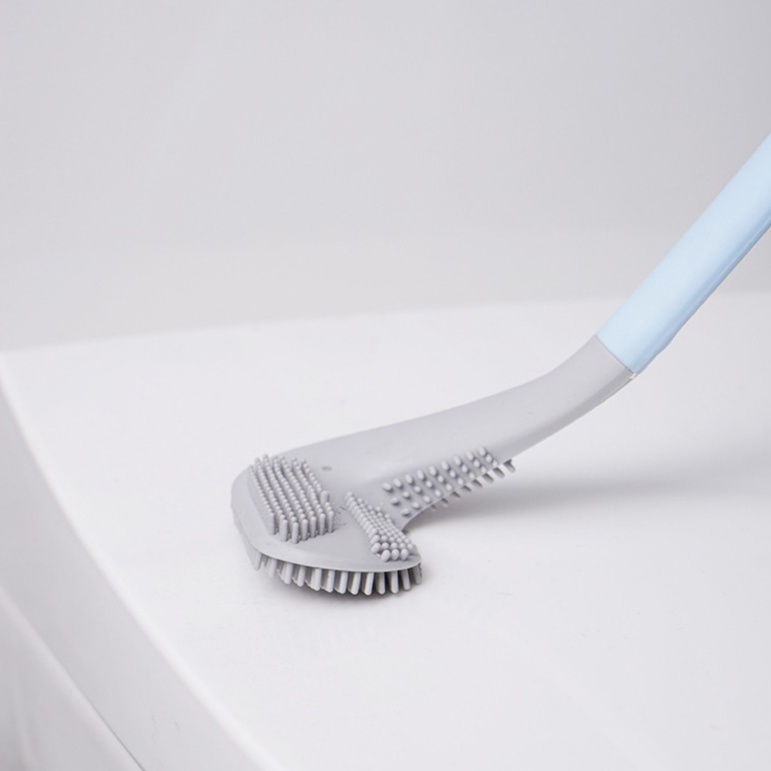 Chổi cọ toilet cán dài cong silicon đầu nhỏ dễ chà sạch mọi ngóc ngách nhà vệ sinh bồn cầu đồ dùng phòng tắm Dimino