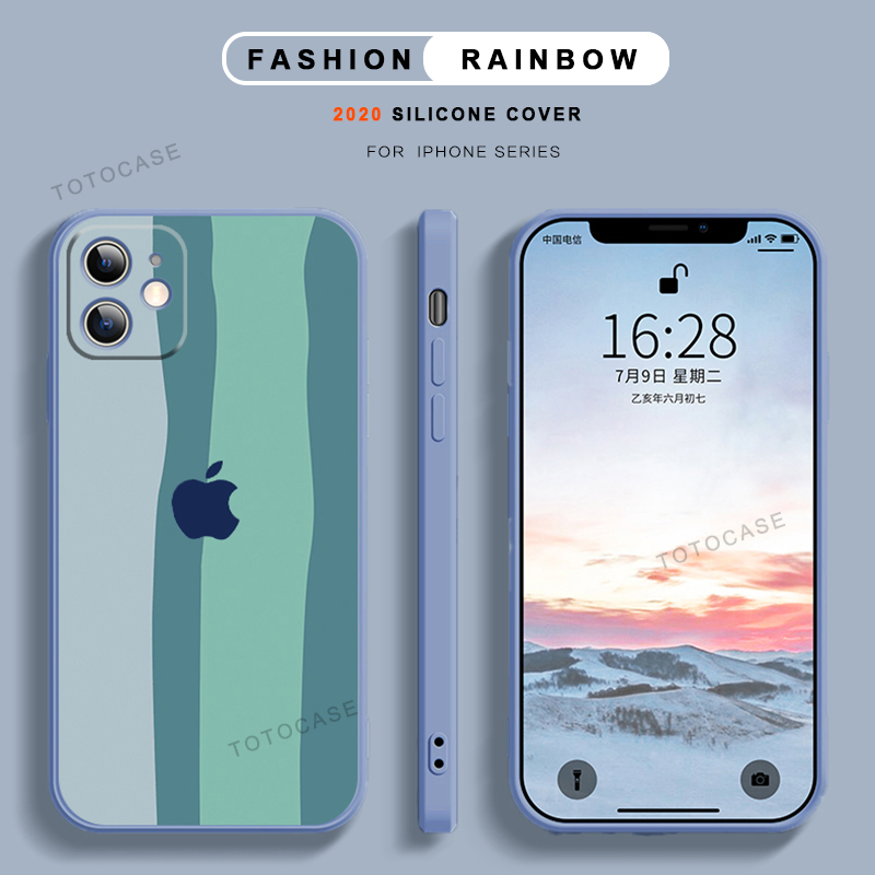 Ốp Điện Thoại Silicon Màu Cầu Vồng Cho Iphone 12 Mini 12pro 11 Pro Xs X Max 7plus 8plus Se 2020 Xr 12 11 Pro Max 7