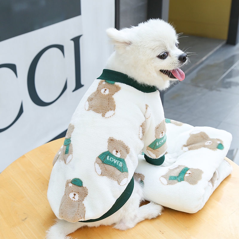 Áo Khoác Giữ Ấm Cho Thú Cưng Bằng Vải Nhung In Họa Tiết Dễ Thương Thời Trang Thu Đông