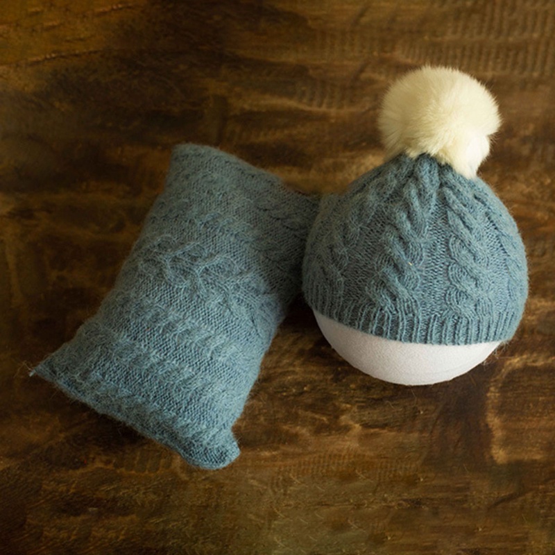 Bộ Gối Và Mũ Đan Len Dùng Làm Đạo Cụ Chụp Ảnh Cho Bé Sơ Sinh