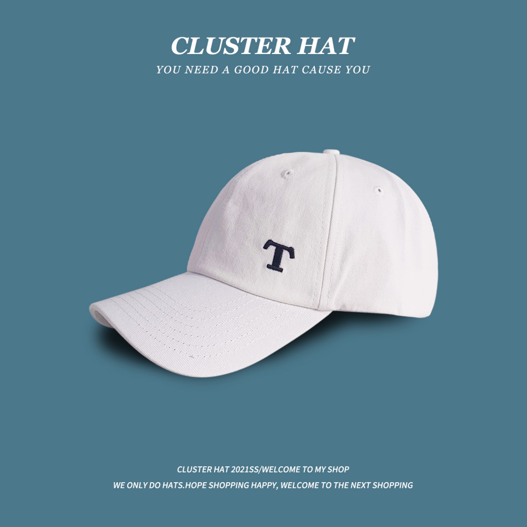 Mũ Lưỡi Trai Thêu Chữ T Màu Sắc Đơn Giản Phong Cách Hàn Quốc Thời Trang Cho Nữ