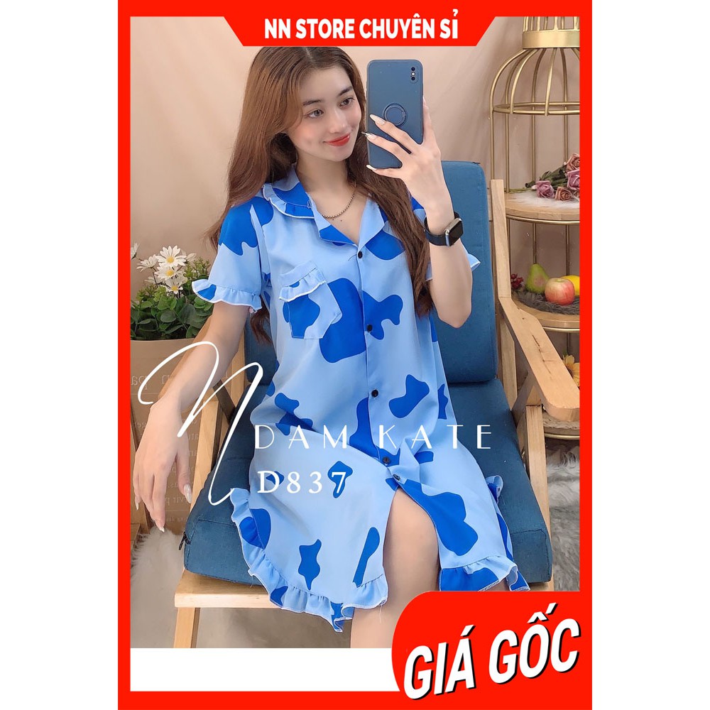 Đầm ngủ bò sữa phom to 55kg vải kate mềm họa tiết bò sữa dễ thương | BigBuy360 - bigbuy360.vn