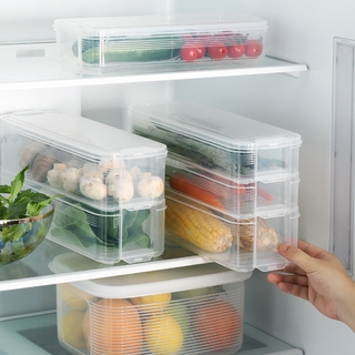 Multi-layer storage box with buckle + lid transparent refrigerator fruit and vegetable food storage storage