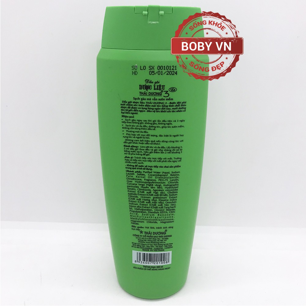 Dầu gội dược liệu Thái Dương 3 (Chai 200ml)