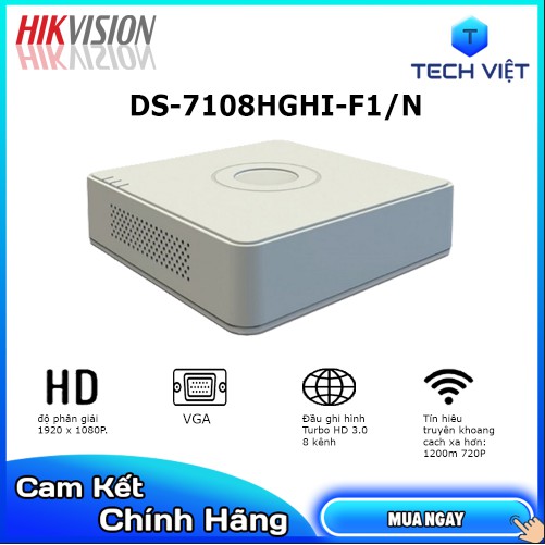 [HÀNG CHÍNH HÃNG] Đầu ghi 8 kênh Turbo HD 3.0 Hikvision DS 7108HGHI F1/N