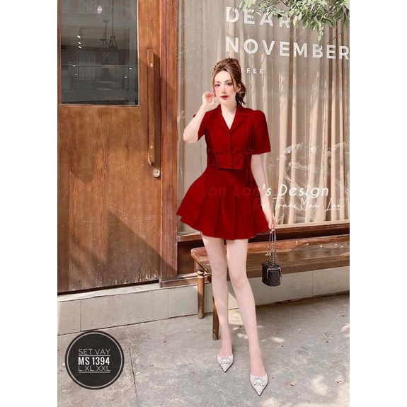 SET VEST ÁO CROPTOP NƠ PHỐI CHÂN VÁY BIGSIZE