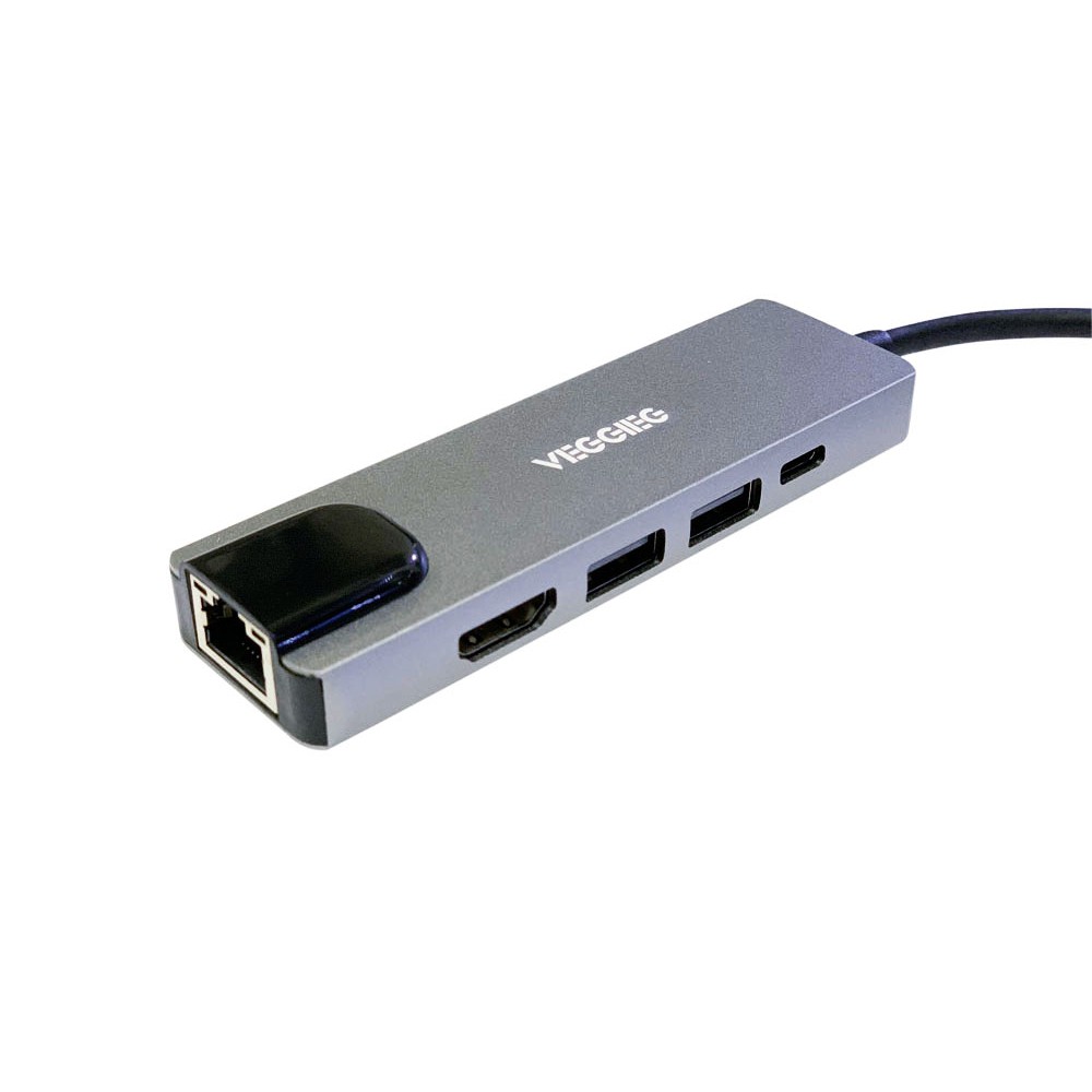 Cáp chuyển USB Type C sang HDMI + USB +LAN + PD VEGGIEG TC05