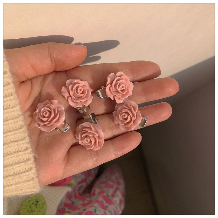Kẹp Tóc Mini Hình Trái Tim / Hoa Trà / Trái Tim Phong Cách Hàn Quốc