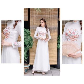 Áo dài lụa 2tà màu trắng, đỏ, hồng