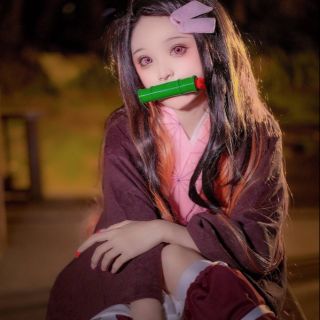 [ Kimetsu no yaiba ] Full set đồ cosplay Nezuko tặng kèm ống trúc (video, ảnh thật)