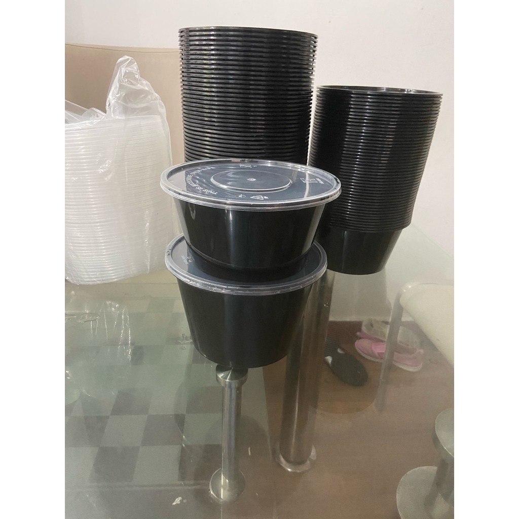 50 Hộp, tô, bát( màu đen) 1000 ml nhựa PP cao cấp dùng một lần đựng cơm, gà, phở, trái cây, salad
