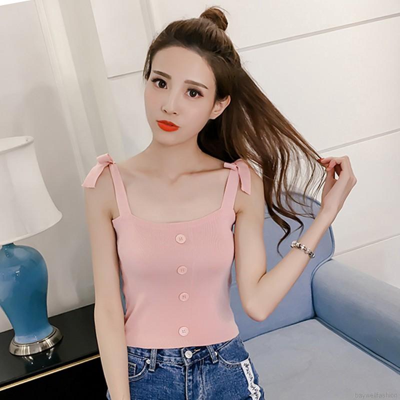 [Baywellfashion]Shoulder Lace Retro Button Bottom Camisole | BigBuy360 - bigbuy360.vn