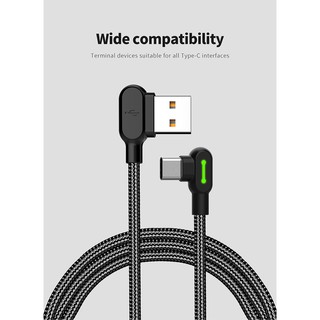 Dây Sạc Type C Mcdodo 90º Light Dài 1-3M, Thiết kế cho game thủ, Có đèn LED báo sạc thông minh